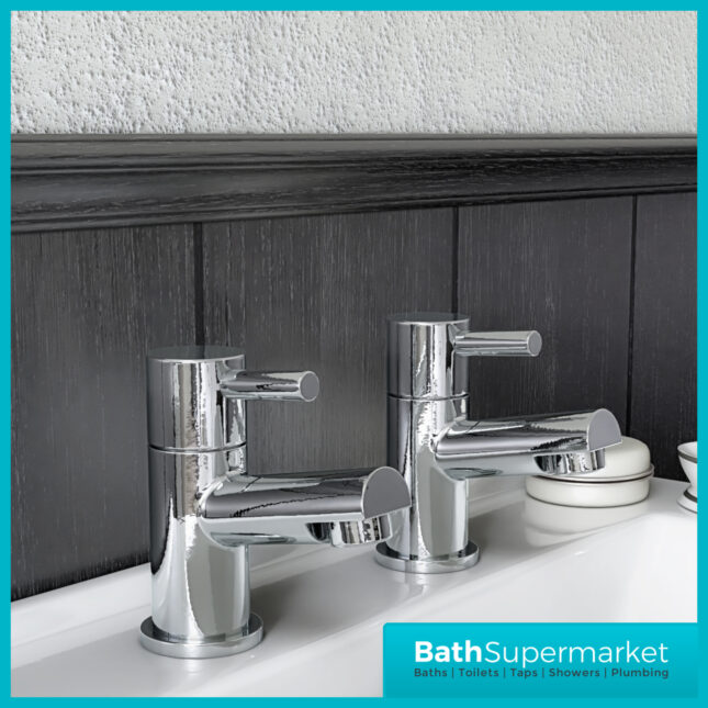 Sognare Premier Chrome Pair Deck Mounted Bath Pillar Taps