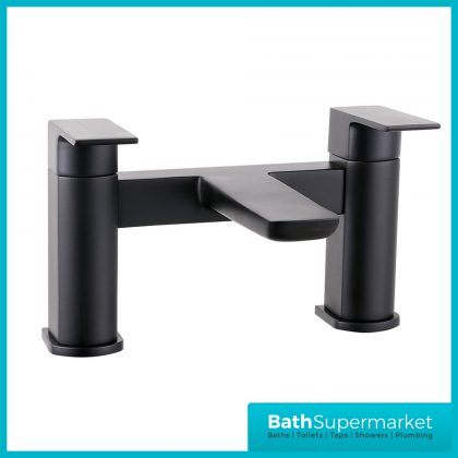 Sognare Muro Matt Black Deck Mounted Twin Handle Bath Filler Tap