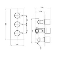 Plan Triple Concealed Thermostatic Shower Valve Round Handle (2 way) Chrome - Image 3