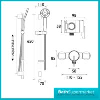 Bristan Sonique3 Exposed Mixer Thermostatic Shower Kit With Adjustable Riser Rail