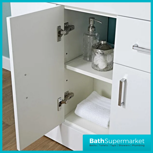 Premier Eden Floor Standing White Gloss Drawer Vanity Unit And Basin 1000mm Wide - Image 9