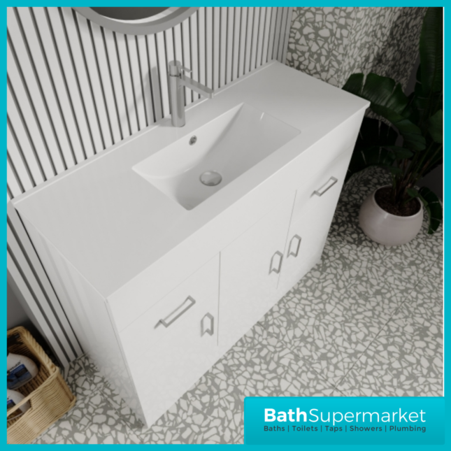 Premier Eden Floor Standing White Gloss Drawer Vanity Unit And Basin 1000mm Wide - Image 10