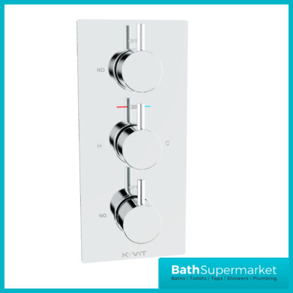 Plan Triple Concealed Thermostatic Shower Valve Round Handle (2 way) Chrome
