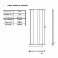 Hudson Reed Anthracite Designer Radiator Mirror 1800mm x 499mm - Image 5