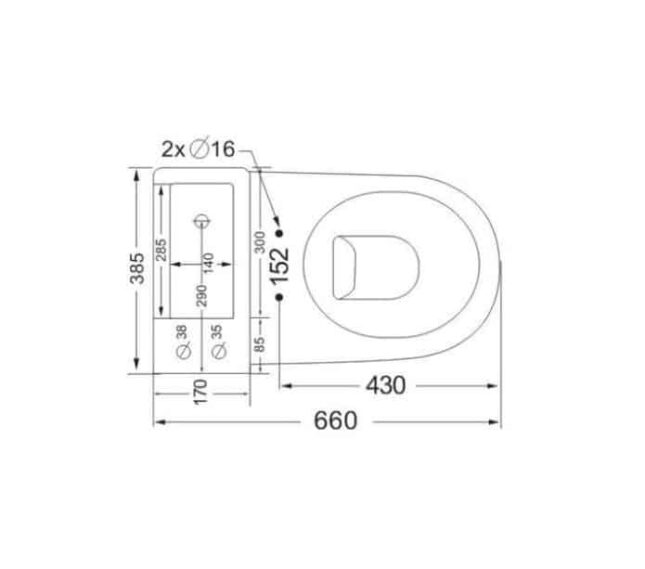 Kartell K-Vit Combi 2-In-1 Back To Wall Toilet With Basin - Image 4