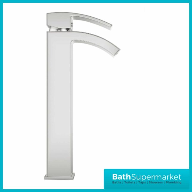 Sognare Descent Square Chrome Tall Mono Basin Mixer Tap With Click Clack Waste - Image 5