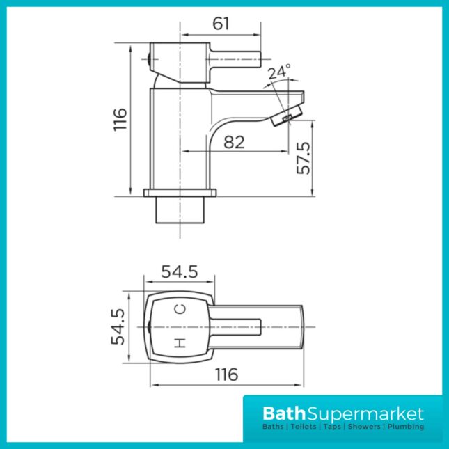 Forme Cubic Chrome Mini Mono Basin Mixer Tap-Clicker Waste