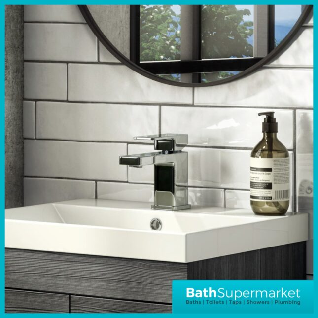 Ava Cast Chrome Mini Mono Basin Mixer Tap-Clicker Waste