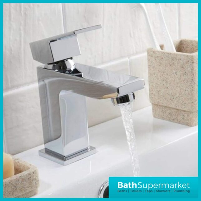 Ava Cast Chrome Mini Mono Basin Mixer Tap-Clicker Waste