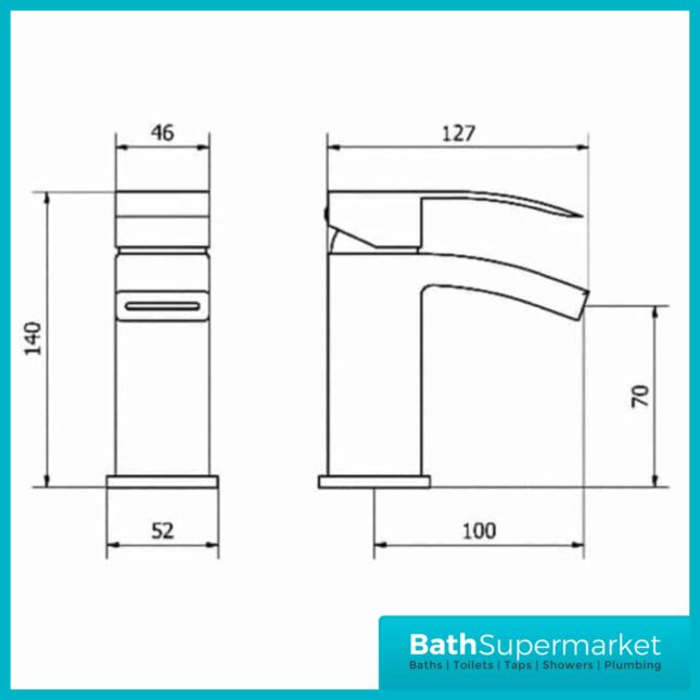 Descent Mini Mono Basin Mixer With Push Waste