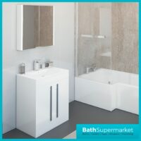 Purity White Gloss Floor Standing 2 Door Unit & Slim Depth Ceramic Basin 600mm Wide