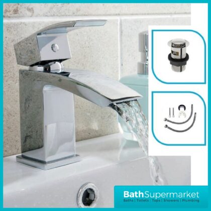 Descent Mini Mono Basin Mixer With Push Waste