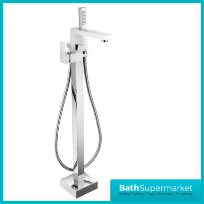 Alvoro E88 Chrome Freestanding Square Bath Shower Mixer With Hose & Handset