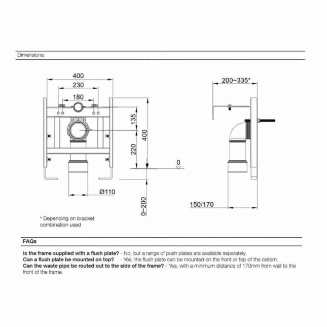 Roper Rhodes 400mm Low Height Wc Bidet Frame TR9018 - Image 2