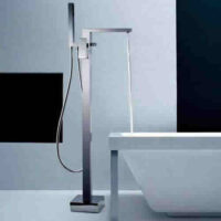 Alvoro E88 Chrome Freestanding Square Bath Shower Mixer With Hose & Handset - Image 2