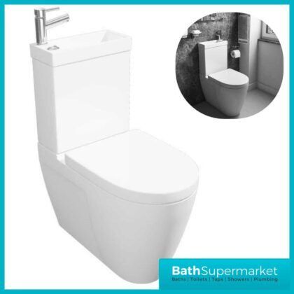 Combi Mini Close Coupled Toilet with Cistern and Basin - Soft Close Seat