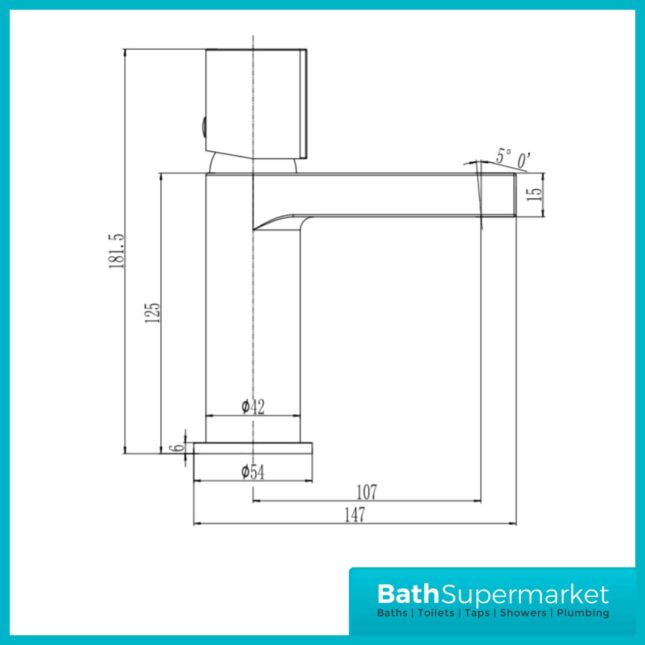 Divock Matt Black-Chrome Trim Square Basin Mono Tap-Clicker Waste