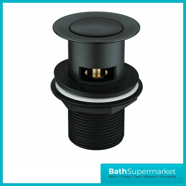 Descent Black Square Body Mono Basin Mixer Tap-Clicker Waste