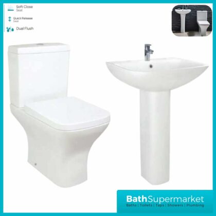 Sognare Porto 4 Piece Set Inc Close Coupled Toilet S/C Seat And 550mm Basin