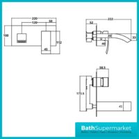 Chrome 2 Hole Wall Mounted Basin Mixer Tap