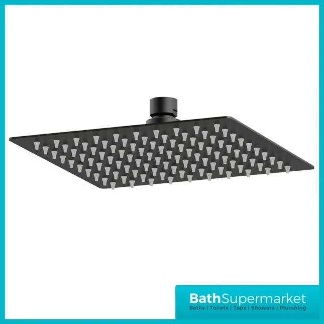 Nero Square 200mm Slimline Drench Shower Head Matt Black