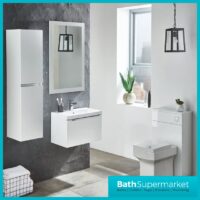 Kore White Gloss Wall Mounted Tall Side Storage Unit 1200mm Height - Image 2