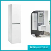 Kore White Gloss Wall Mounted Tall Side Storage Unit 1200mm Height