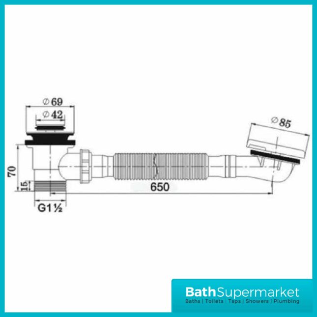 Easy Clean Click Clack Bath Waste with Overflow - CBW01N