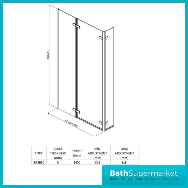 L Shape Bath Screen Flipper Hinged End Panel - Image 3