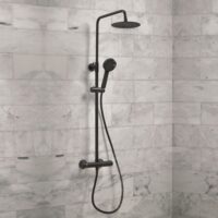 Sognare Mercury Matt Black Thermostatic Round Drench Shower - Image 2