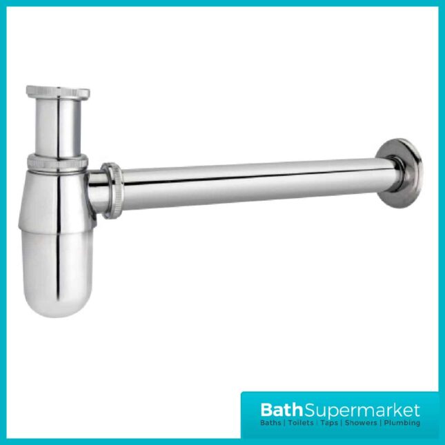Modern Round Bottle Trap with Extension Pipe - Chrome - Image 2