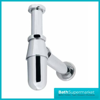 Modern Round Bottle Trap with Extension Pipe - Chrome