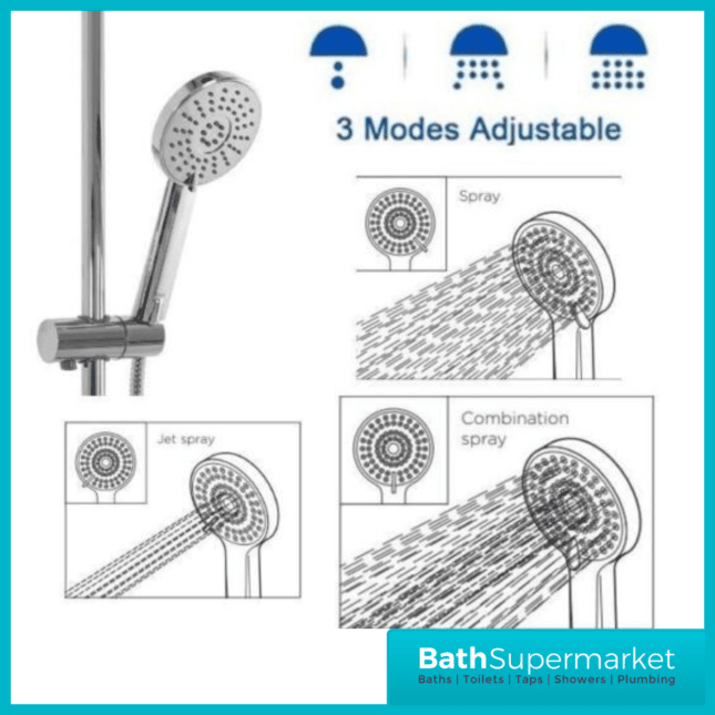 Bristan Bliss Black Gloss Touch Control Digital Display Electric Shower & Riser Kit 8.5Kw-9.5Kw-10.5kw Power - Image 9