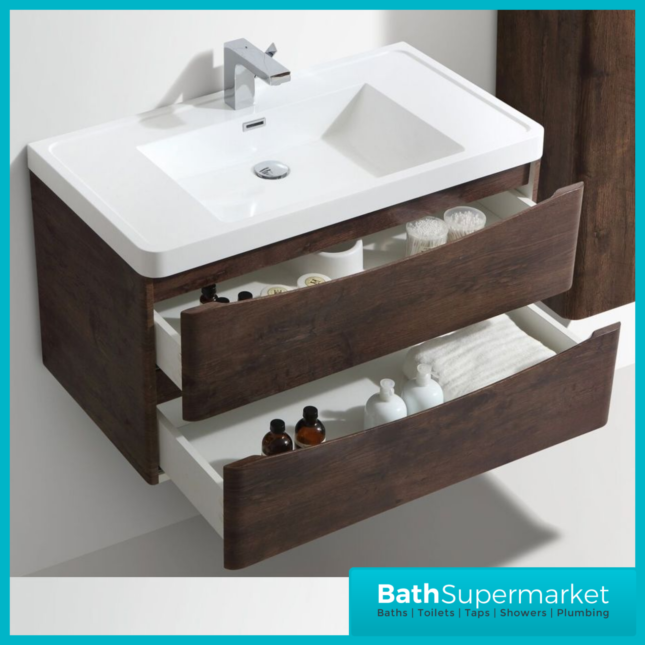 Bali Chestnut Wall Mounted Vanity Unit 900mm