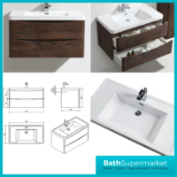 Bali Chestnut Wall Mounted Vanity Unit 900mm