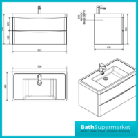 Bali Chestnut Wall Mounted Vanity Unit 900mm