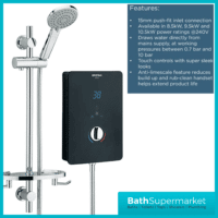 Bristan Bliss 3 Electric Shower-Black-8.5Kw & 9.5Kw & 10.5kw