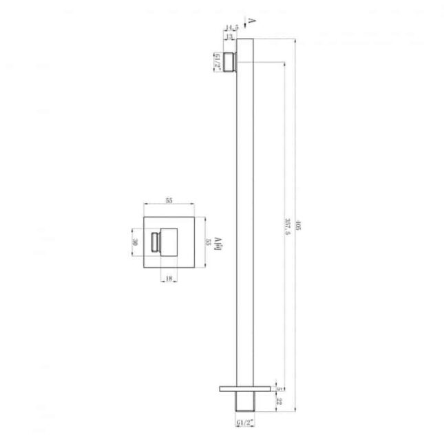 Mono Matt Black Shower Wall Arm-Black005 - Image 2