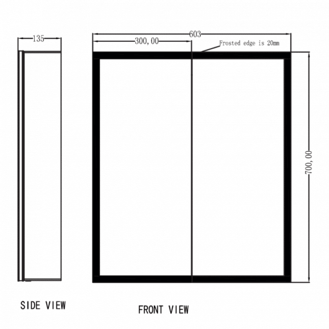 Sognare Lia LED Cabinet 600 x 700 Double Door Demister And Shaver - Image 6