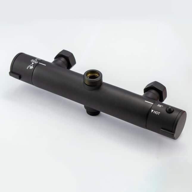 Sognare Mercury Matt Black Thermostatic Round Drench Shower - Image 6