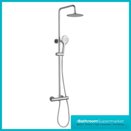 Sognare Mercury Chrome Round Rigid Riser Complete Shower Kit