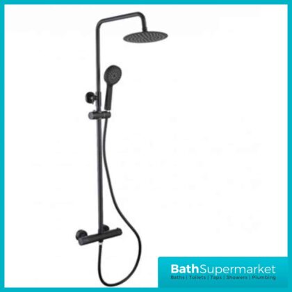 Sognare Mercury Matt Black Thermostatic Round Drench Shower