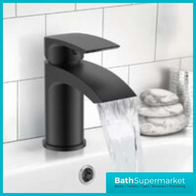 Descent Matt Black Round Body Basin Mono Tap-Clicker Waste