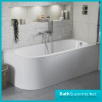 Larne J-Shaped Single Ended Corner Bath 1700 x 725mm & Curved Panel-LH-RH