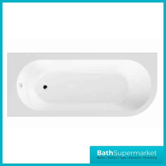 Larne J-Shaped Single Ended Corner Bath 1700 x 725mm & Curved Panel-LH-RH - Image 6