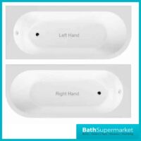 J-Shaped 1695x745mm Single Ended Bath + Curved Panel-LH-RH