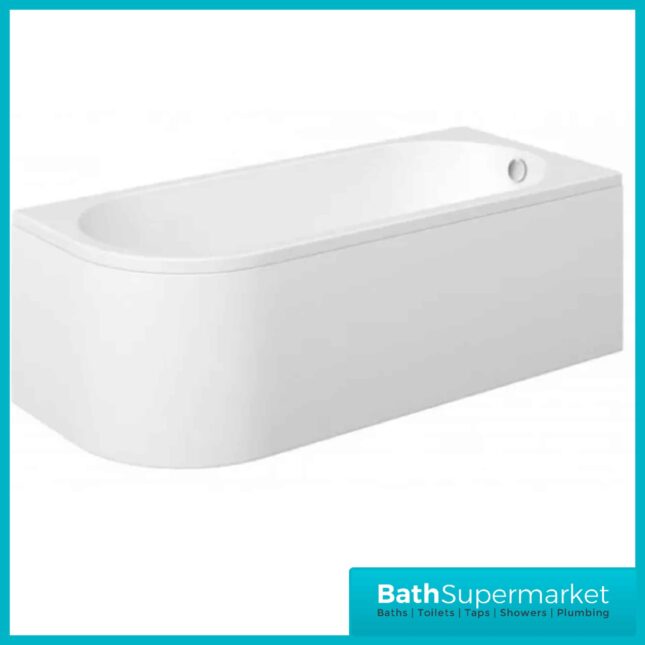 J-Shaped 1695x745mm Single Ended Bath + Curved Panel-LH-RH