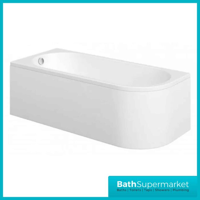 J-Shaped 1695x745mm Single Ended Bath + Curved Panel-LH-RH
