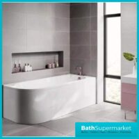 J-Shaped 1695x745mm Single Ended Bath + Curved Panel-LH-RH