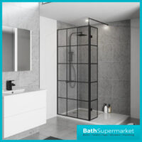 Kritt Wet Room Screen with Support Bar 700mm-1200mm Wide - 8mm Glass